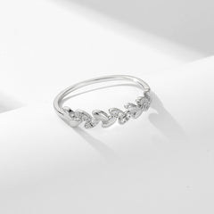Wheat Ear Leaf Zircon Silver Ring
