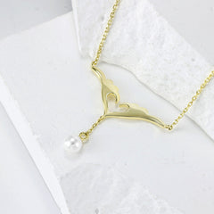 Love Wings Tassel Natural Pearl Silver Necklace for Women