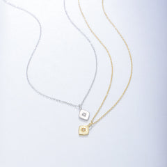 Smooth Rhombus Zircon Sterling Silver Necklace for Women