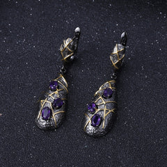 Italian Style Inlaid Colourful Gemstones Water Droplet Sterling Silver Earrings for Women