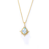 Droplet-shaped Sky Blue Topaz Pendant Silver Necklace for Women