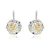 Natural Style Bird 925 Silver Natural Gemstone Drop Earrings for Women