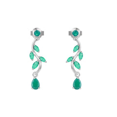 Sag Branch Pear Shape Natural Gemstones Silver Drop Earrings
