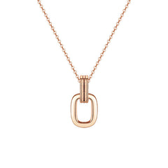 Double Rectangle Interlocking Pendant Silver Necklace for Women