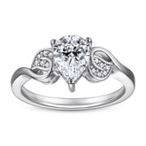 Water-drop Zircon with Leaf Silver Ring