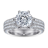 Exaggerated Six Prongs Round Zircon Cathedral Silver Ring for Women