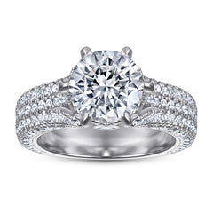 Exaggerated Six Prongs Round Zircon Cathedral Silver Ring for Women