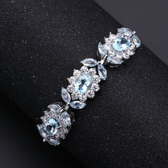 Flower Design Natural Topaz Silver Bracelet