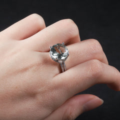 Luxury Natural Green Crystal S925 Sterling Silver Ring