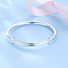 Flower Pattern Frosting Push Pull Silver Bracelet for Women