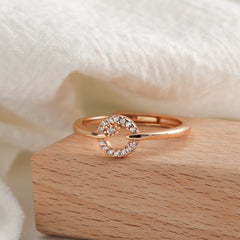 Zircon Hollow Circle Silver Ring