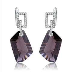 Natural Colourful Gemstone Special-shaped Silver Drop Earrings for Women