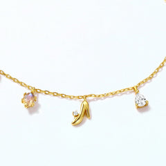 Fairy Tale Princess High Heels Shoe Zircon Blue Spinel Sterling Silver Bracelet