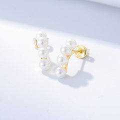 Beading Pearl Silver Studs Earrings for Women