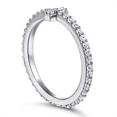 Full Zircon Cross Silver Ring for Women