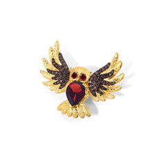 Colourful Treasure Brooch Pendant Dual-use Design Flying Owl Pendant Silver Necklace for Women