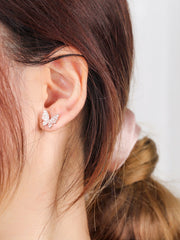 Zircon Butterfly Silver Stud Earrings