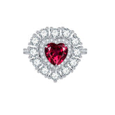 Luxury Halo Heart Shape Lab Created Ruby Ring