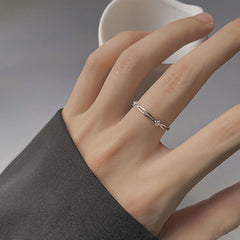 Hollow Design with Zircon Silver Ring for Women