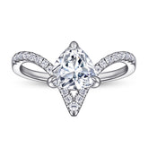 Triangle Zircon V-shaped Silver Ring