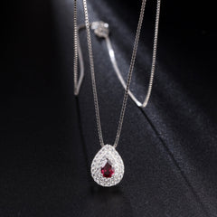 Luxury Soleste Halo Pear Drop Gemstone Necklace