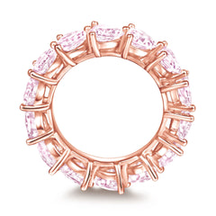 Full Circle Three Prongs Heart-shaped Zircon Silver Ring for Women
