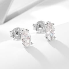 Marquise Shape Zircon Sterling Silver Stud Earrings