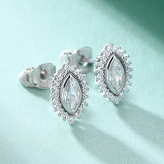 Marquise Zircon Sun Shape Silver Studs Earrings for Women