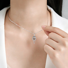 Owl hollow Dream Catcher with blue Zircon Silver Pendant