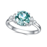 Luxury Round Cut Green Crystal S925 Silver Ring