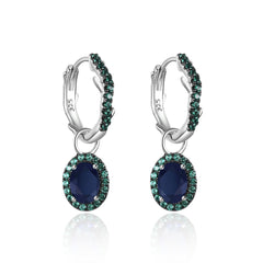 Natural Crytal Oval Shape Thorn Design Sterling Silver Drop Earrings for Women