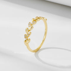 Wheat Ear Leaf Zircon Silver Ring