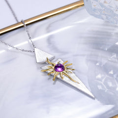 Creative Design Jewelry Inlaid Colourful Gemstone Sun Goddess Pendant Sterling Silver Necklace for Women