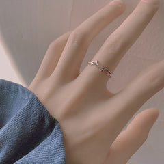 Flower Branch with Purple Zircon Silver Ring for Women