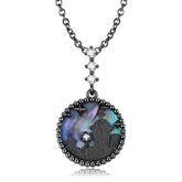 Halloween Aurora Tombstone Round Pendant Silver Necklace