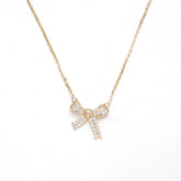(Two Colours) White Zircon Simplicity Bowknot Pendants Collarbone Necklace for Women