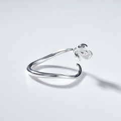Magnolia Flower Silver Ring for Women