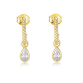 Water Drop Zircon C-shaped Silver Drop Earrings for Women