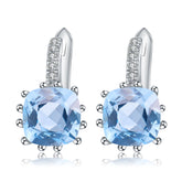 European Retro Natural Topaz Square Silver Studs for Women