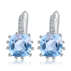 European Retro Natural Topaz Square Silver Studs for Women
