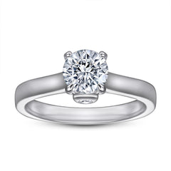 Four Prongs Round Zircon Solitaire Silver Ring for Women