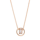 Zircon Ring with Circle Pendant Silver Necklace for Women