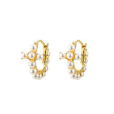 Cross with Pearl Silver Hoop Earrings for Women