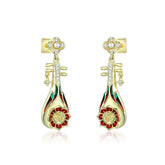 Pipa with Zircon and Pearl Enamel Silver Drop Earrings
