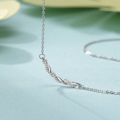 Zircon Kink Twist Pendant Silver Necklace for Women
