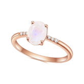 Luxury S925 Sterling Silver Natural Moonstone Rose Gold Colour Ring