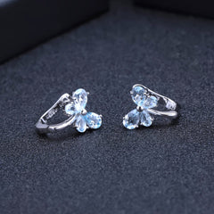 European Topaz Butterfly Silver Studs Earrings for Women