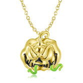 Halloween Golden Evil Pumpkin Pendant Silver Necklace
