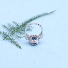 European Luxury Style Inlaid Crystal Oval Sterling Silver ring for Women