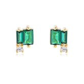 Geometric Emerald Shape Zircon Silver Studs Earrings for Women